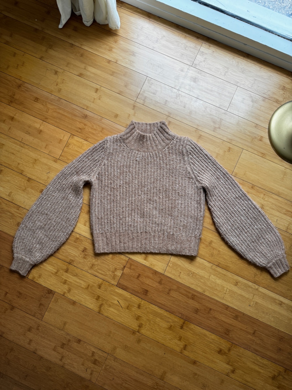 THE KOOPLES cropped balloon sleeve, turtle neck, chunky sweater
